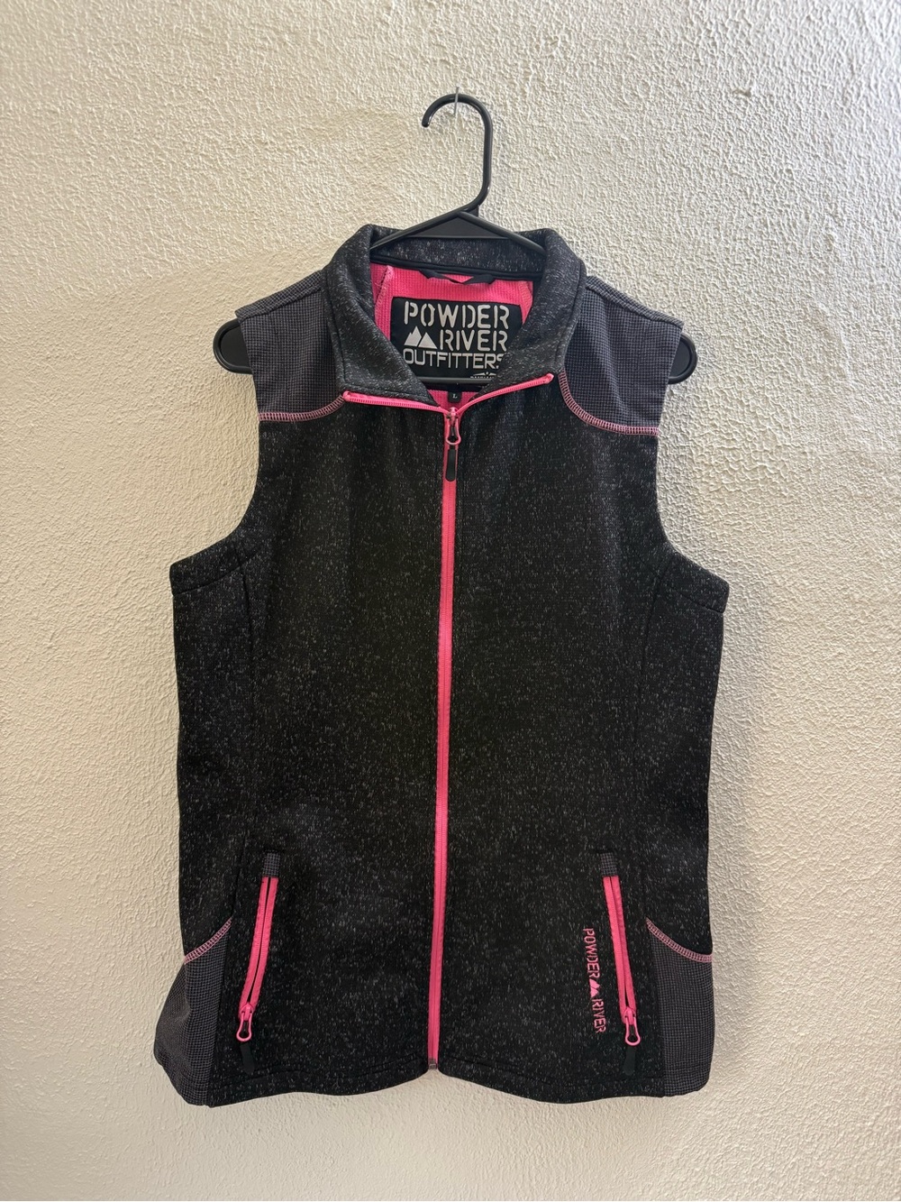 Powder River Outfitters Women's Black Vest with Pink Trim Large